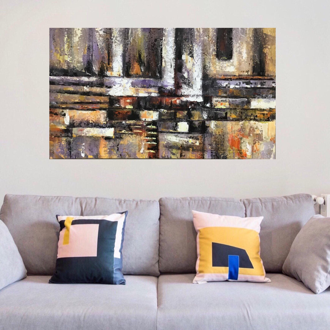 Handmade Oil Painting of Abstract View on Canvas