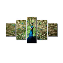 High Quality Art Print of Peacock on Stretched Canvas in Group