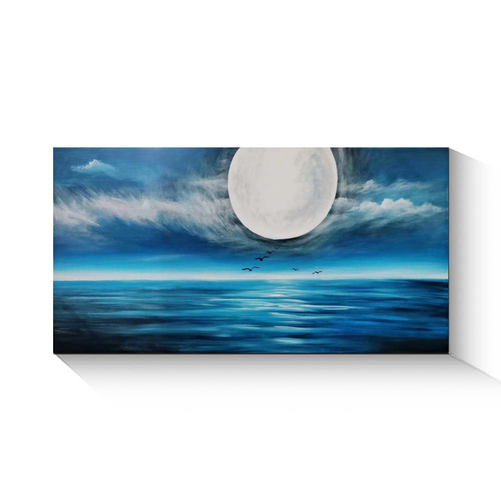 Handmade Oil Painting of Moon Landscape View on Canvas
