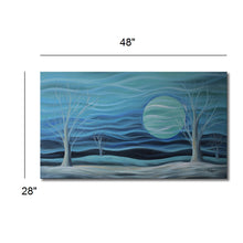 Handmade Oil Painting of Landscape in Blue on Stretched Canvas
