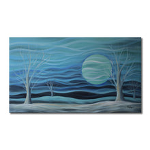 Handmade Oil Painting of Landscape in Blue on Stretched Canvas