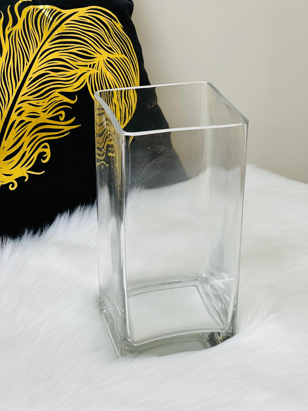 Wide Glass Square Table Vase