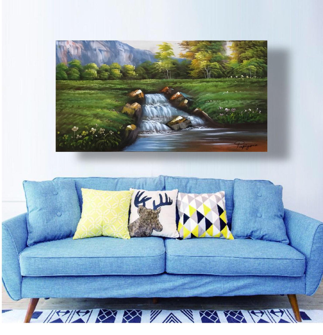 Landscape Handmade Oil Painting on Stretched Canvas in Beautiful Colors