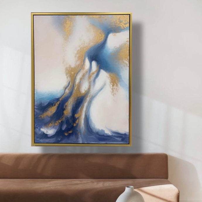 Abstract Handmade Oil Painting on Stretched Canvas with Extra Floating Frame