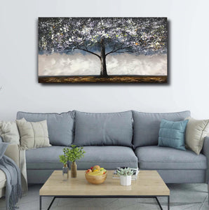 Handmade Oil Painting of a Uniquely Coloured & Textured Tree on Stretched Canvas