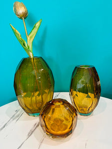 Luxurious & Super High Quality Honey Colour Glass Vase