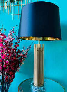 Table Lamp Golden Metal with Black Lampshade