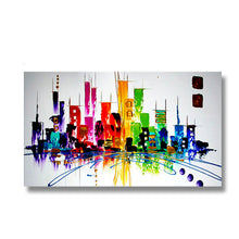 Huge Handmade Oil Painting on Stretched Canvas of Abstract Buildings