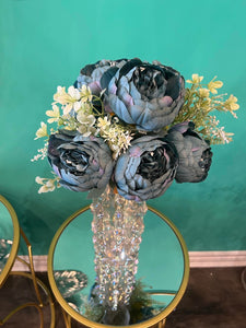 Flowers Silk Rose Bouquet in Light Blue Color With Stem