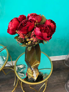 Flowers Silk Rose Bouquet in Red Color With Stem