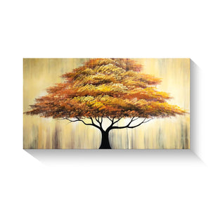 Handmade Oil Painting of Golden Tree on Stretched Canvas
