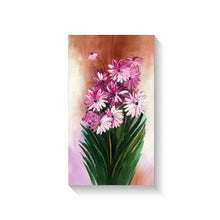 Handmade Oil Painting of Purple Large Vertical Flower on Stretched Canvas