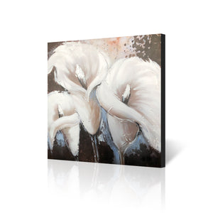Handmade Oil Painting on Stretched Canvas of Lily Flowers