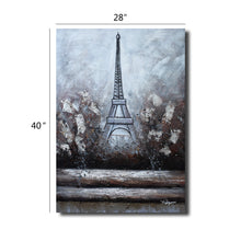 Large Handmade Oil Painting of Eiffel Tower on Stretched Canvas