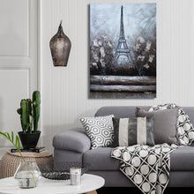 Large Handmade Oil Painting of Eiffel Tower on Stretched Canvas