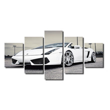 High Quality Art Print on Stretched Canvas of White Car in Group