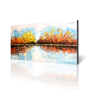 Handmade Oil Painting of Abstract View on Stretched Canvas