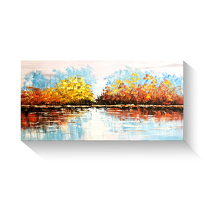 Handmade Oil Painting of Abstract View on Stretched Canvas