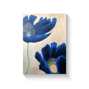 Handmade Oil Painting of Blue Flower on Canvas