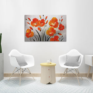 Handmade Oil Painting of Flowers on Stretched Canvas