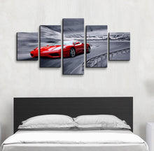 High Quality Art Print on Stretched Canvas of Red Car in Group