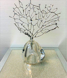 Crystal Sculpture  Center Piece in Silver