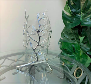 Crystal Sculpture Glass Vase Center Piece in silver