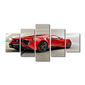 High Quality Art Print on Stretched Canvas of Red Car in Group