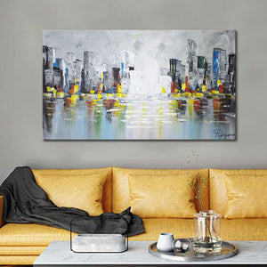 Abstract Handmade Oil Painting on Stretched Canvas in Beautiful Colors