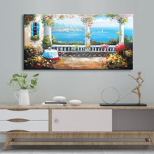 Handmade Oil Painting of Mediterranean Sea on Stretched Canvas