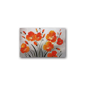 Handmade Oil Painting of Flowers on Stretched Canvas