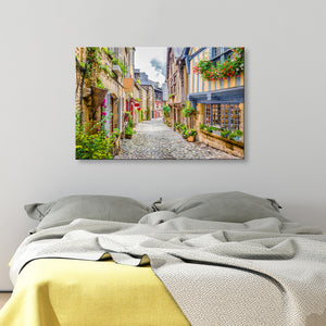 High Quality Art Print on Stretched Canvas of Italy Street in colors