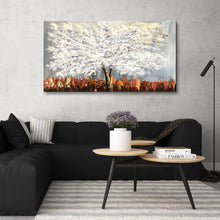 Handmade Oil Painting of White Tree on Stretched Canvas
