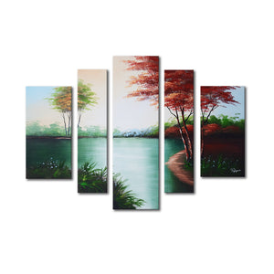 Handmade Oil Painting on Stretched Canvas of Landscape in Group