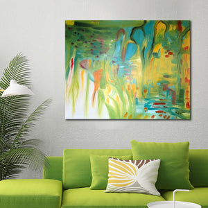 Handmade Oil Painting of Colorful Abstract on Stretched Canvas