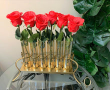 Modern Metal Copper Plated Stand with Six Glass Vases