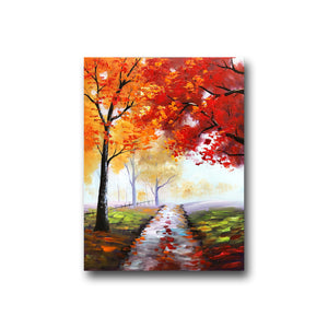Handmade Oil Painting of Autumn View on Stretched Canvas
