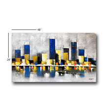 Abstract Handmade Oil Painting of Buildings on Stretched Canvas in Colors
