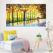 Handmade Oil Painting of Rainy Landscape on Stretched Canvas
