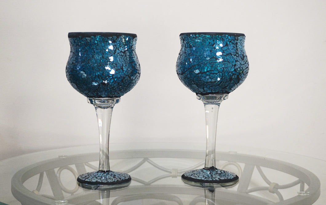 2 Piece Set of Goblets in Glossy Teal