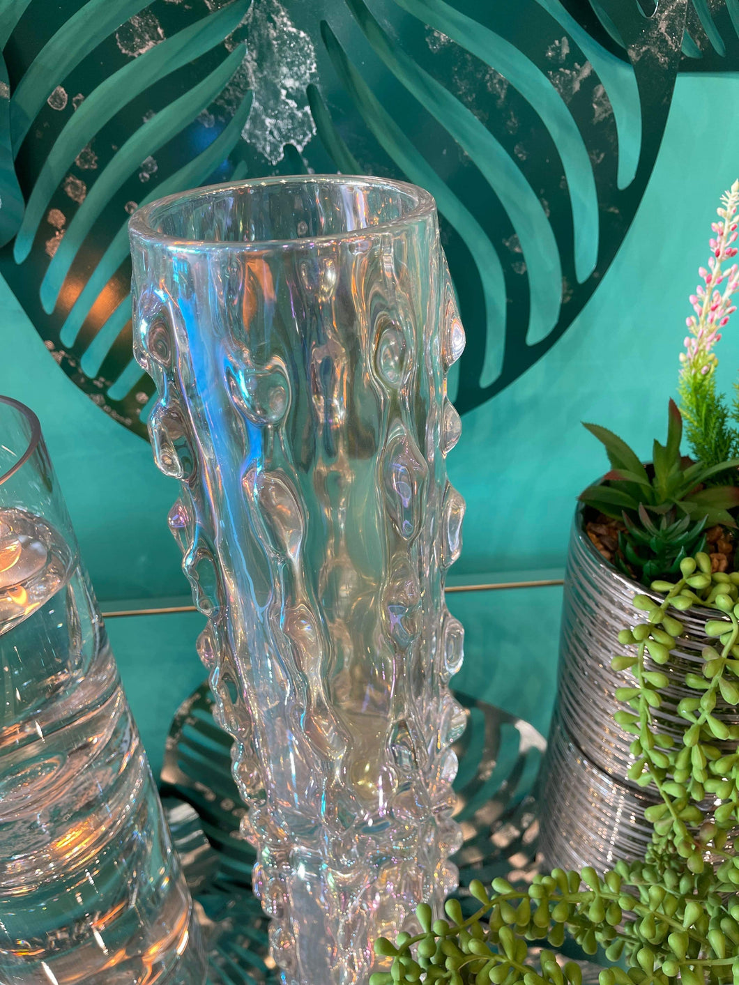 Glass Vase Super High Quality in Crystal Multi Color Sculptured