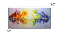 Huge Abstract Handmade Oil Painting on Stretched Canvas in Rainbow Colors