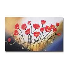 Handmade Oil Painting on Stretched Canvas of Poppy Flowers