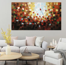 Huge Handmade Oil Painting of Red Flowers on Stretched Canvas