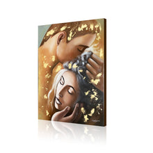 Handmade Oil Painting of Romantic Hug on Stretched Canvas