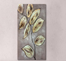 Handmade Oil Painting of Golden Leaves on Stretched Canvas