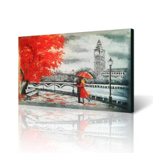 Handmade Oil Painting of London Romantic Landscape View on Stretched Canvas