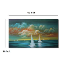 Handmade Oil Painting of Sail Boats on Stretched Canvas