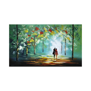 Handmade Oil Painting of Beautiful Romantic View on Stretched Canvas