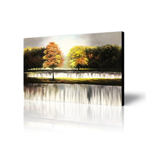 Handmade Oil Painting of Landscape  on Stretched Canvas